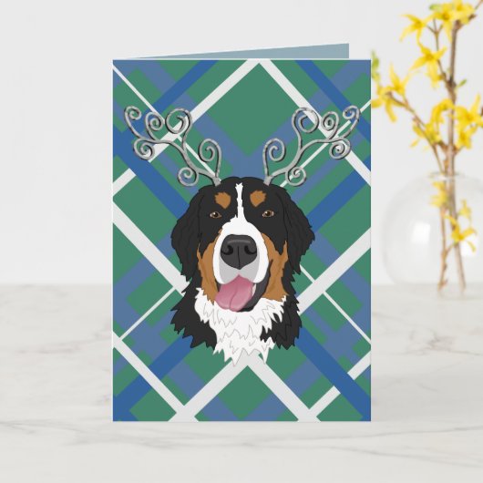 KerstBernese Mountain Dog Kaart (Gele Bloem)