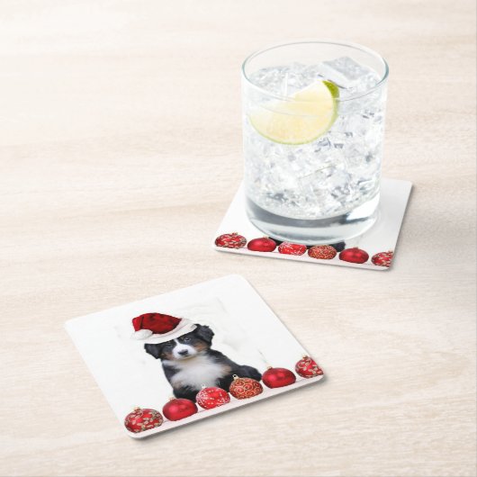 KerstBernese Mountain Dog Kartonnen Onderzetters (Insitu)