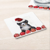 KerstBernese Mountain Dog Kartonnen Onderzetters (Schuin)