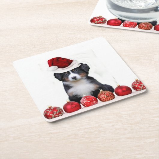 KerstBernese Mountain Dog Kartonnen Onderzetters (Schuin)