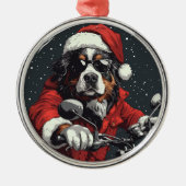 KerstBernese Mountain Dog Metalen Ornament (Voorkant)