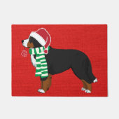 KerstBernese Mountain Dog Red Burlap Deurmat (Voorkant)