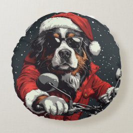 KerstBernese Mountain Dog Rond Kussen