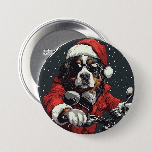 KerstBernese Mountain Dog Ronde Button 7,6 Cm (Voorkant /achterkant)