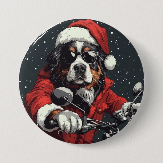 KerstBernese Mountain Dog Ronde Button 7,6 Cm (Voorkant)