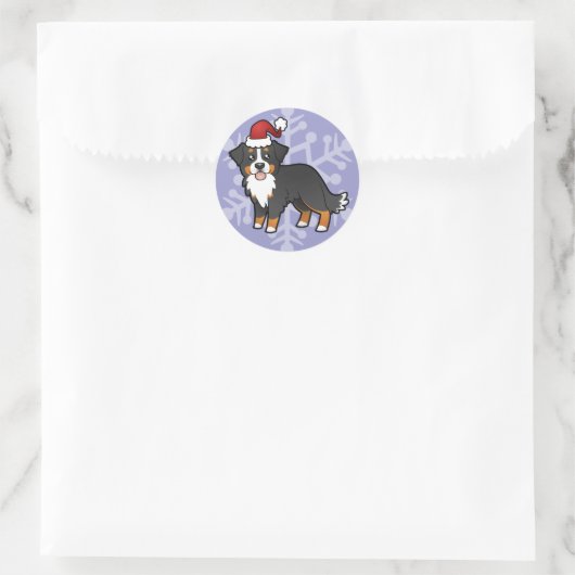 KerstBernese Mountain Dog Ronde Sticker (Tas)