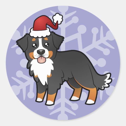 KerstBernese Mountain Dog Ronde Sticker (Voorkant)