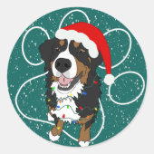 KerstBernese Mountain Dog Ronde Sticker (Voorkant)