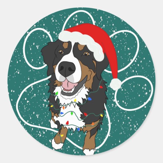 KerstBernese Mountain Dog Ronde Sticker (Voorkant)