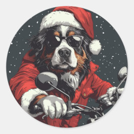KerstBernese Mountain Dog Ronde Sticker