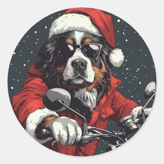 KerstBernese Mountain Dog Ronde Sticker (Voorkant)