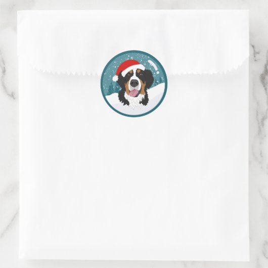 KerstBernese Mountain Dog Ronde Sticker (Tas)