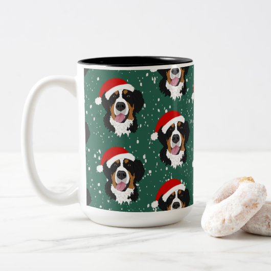 KerstBernese Mountain Dog Tweekleurige Koffiemok (Met donut)
