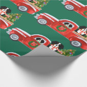 KerstBernese Mountain Dogs Red Truck Cadeaupapier (Hoek)