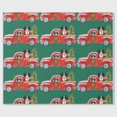 KerstBernese Mountain Dogs Red Truck Cadeaupapier (Vlak)
