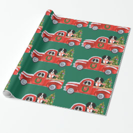 KerstBernese Mountain Dogs Red Truck Cadeaupapier