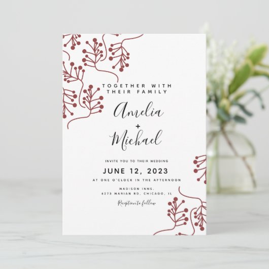 KerstBerry en Botanische bruiloft met Pset Kaart (Staand voorkant)