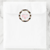 KerstBerry WreatBlack & White Stripes Ronde Sticker (Tas)