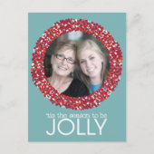 KerstBerry Wreath - 1 foto Blue Red Feestdagenkaart (Voorkant)