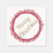 Kerstbes krans cocktail servetten (Voorkant)
