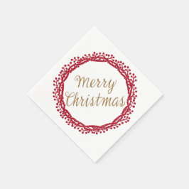 Kerstbes krans cocktail servetten