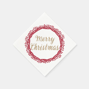 Kerstbes krans cocktail servetten