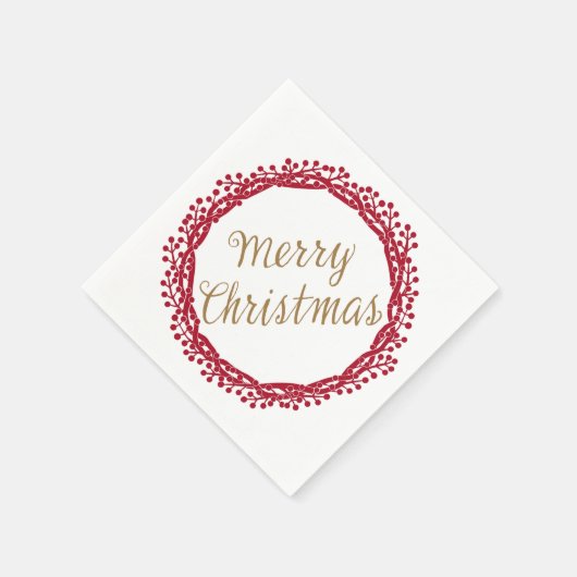 Kerstbes krans cocktail servetten (Hoek)