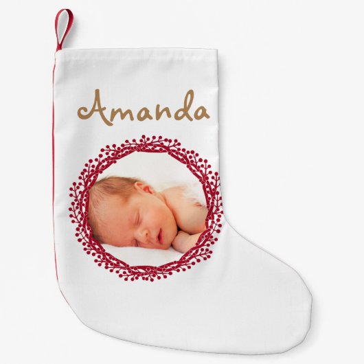 kerstbes met foto's kleine kerstsok (Voorkant)