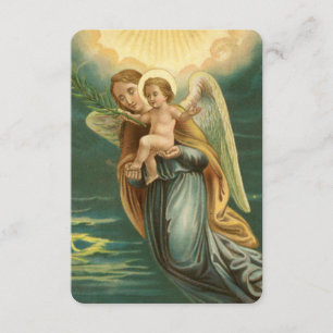 Kerstbeschermer Angel en Baby Jesus Kaart