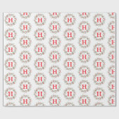 Kerstbeskrans Monogram Patroon Cadeaupapier (Vlak)