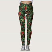 Kerstbessen Bloemen Leggings (Voorkant)