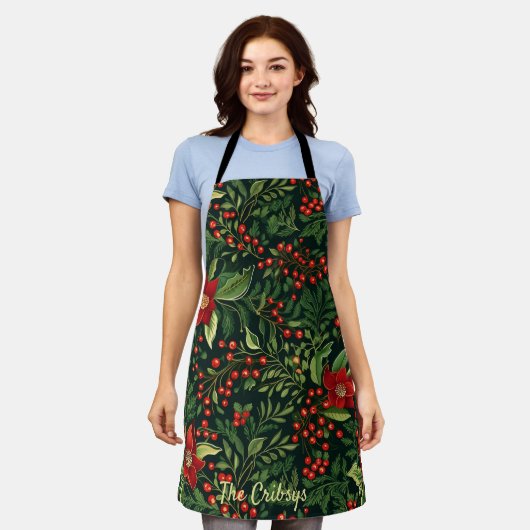 Kerstbessen Bloemen Schort (Gedragen)