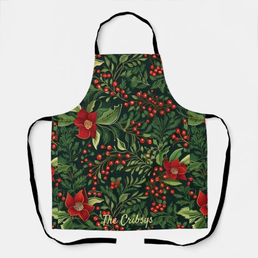 Kerstbessen Bloemen Schort (Voorkant)