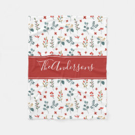 Kerstbessen Botanische Bloemen Gepersonaliseerd Fleece Deken