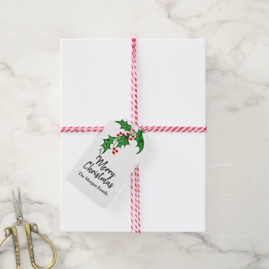 kerstbessen cadeaulabel (Met Touw)