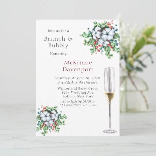 kerstbessen Cotton Brunch en Bubble Kaart (Staand voorkant)