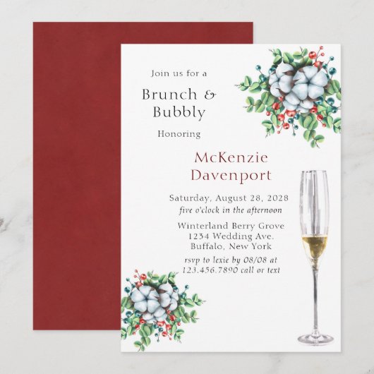 kerstbessen Cotton Brunch en Bubble Kaart (Voorkant / Achterkant)