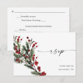 Kerstbessen & Dennengroen met maaltijd RSVP Kaartje (Voorkant / Achterkant)