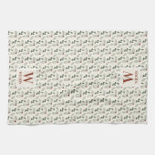 Kerstbessen en bladeren familienaam theedoek (Horizontaal)