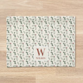 Kerstbessen en bladeren familienaam theedoek