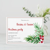 Kerstbessen en crème in rood en groen kaart (Staand voorkant)