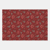 Kerstbessen en dennenappeltakken inpakpapier vel (Voorkant 2)