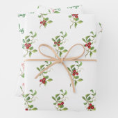 kerstbessen en gesorteerde spoelbakken inpakpapier vel (In situ)