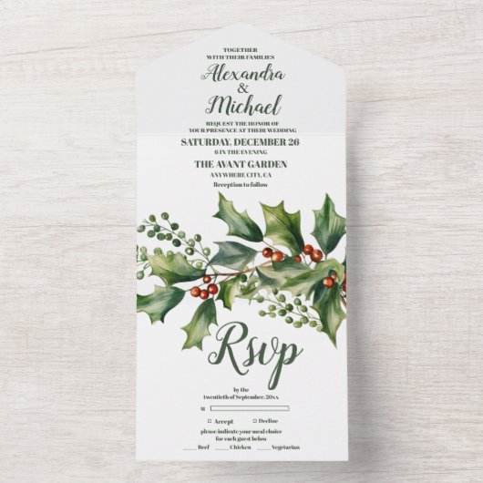 kerstbessen en pijnbruiloft all in one uitnodiging (Binnen)