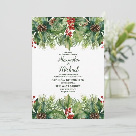 kerstbessen en pijnbruiloft kaart (Staand voorkant)