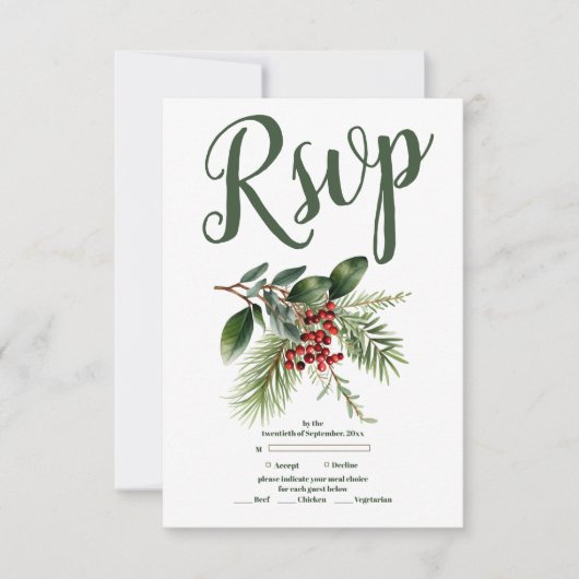 kerstbessen en pijnbruiloft RSVP kaartje (Voorkant)