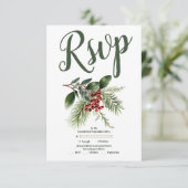 kerstbessen en pijnbruiloft RSVP kaartje (Staand voorkant)