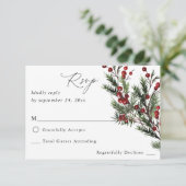 kerstbessen en pine 1B voor maaltijdSVP RSVP Kaartje (Staand voorkant)