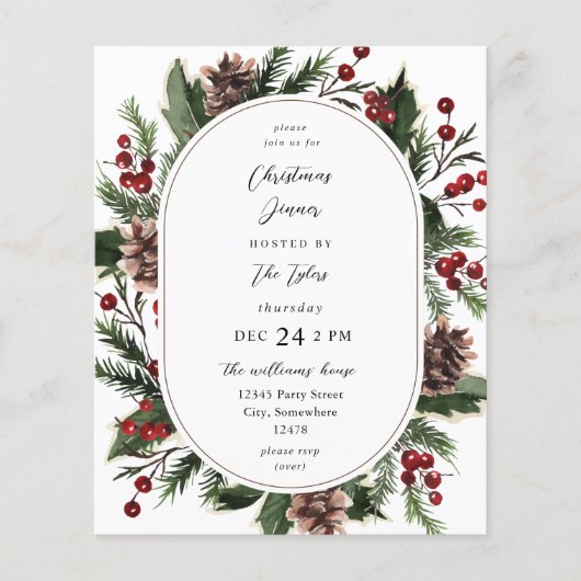 kerstbessen en pine-diner of -feest flyer (Voorkant)