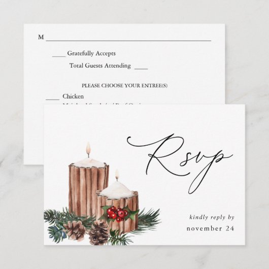 kerstbessen en pine met maaltijd RSVP 2 (Voorkant / Achterkant)